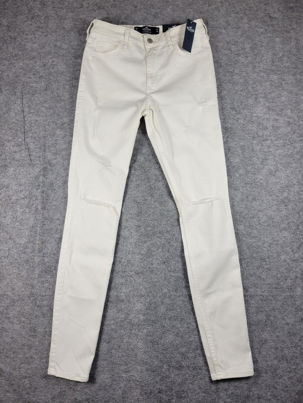 Hollister White High-Rise Super Skinny Distressed Jeans Women Size 27